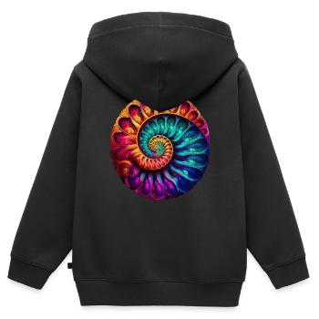 Ammonit Fossil Paläontologie Pop Art - Kinder Premium Organic Zip Hoodie - Schwarz - Hinten - AI Model Kid Male (0cm)