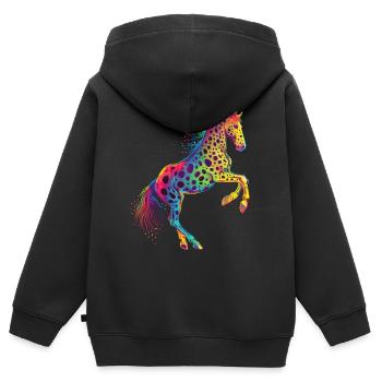 Appaloosa Pferd Pop Art - Kinder Premium Organic Zip Hoodie - Schwarz - Hinten - AI Model Kid Male (0cm)