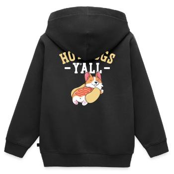 Hot Dog Adult Girl Hot Dogs Y'All - Kinder Premium Organic Zip Hoodie - Schwarz - Hinten - AI Model Kid Male (0cm)