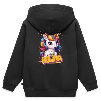 SELINA - Schöner Mädchen Name mit süßem Einhorn - Kinder Premium Organic Zip Hoodie - Schwarz - Hinten - AI Model Kid Male (0cm)