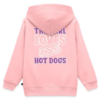 Hot Dog Adult Girl This Girl Loves - Kinder Premium Organic Zip Hoodie - Rosa - Hinten - AI Model Kid Female (0cm)