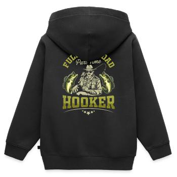 Full Time Dad Part Time Hookers - Kids Premium Organic Zip-up Hoodie - black - Back - AI Model Kid Male (0cm)