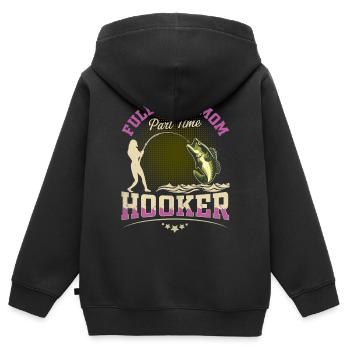 Full Time Mom Part Time Hook - Kids Premium Organic Zip-up Hoodie - black - Back - AI Model Kid Male (0cm)