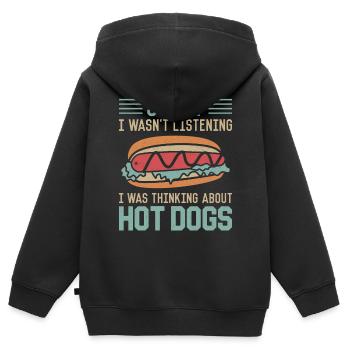 Hot Dog Adult Girl Sorry I Wasn't - Kinder Premium Organic Zip Hoodie - Schwarz - Hinten - AI Model Kid Male (0cm)