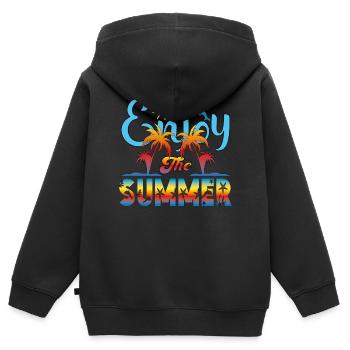Enjoy the Summer. Travel, Vacation, Fun, Recreation, - Kids Premium Organic Zip-up Hoodie - black - Back - AI Model Kid Male (0cm)