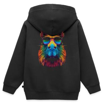 Capybara Capibara Sonnenbrille Pop Art - Kinder Premium Organic Zip Hoodie - Schwarz - Hinten - AI Model Kid Male (0cm)