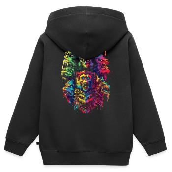Cryptozoologie Conspiration cryptide Pop Art - Sweat Premium à capuche zippé enfant bio - noir - Dos - AI Model Kid Male (0cm)