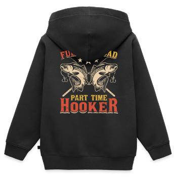 Full Time Dad Part Time Hookers - Kids Premium Organic Zip-up Hoodie - black - Back - AI Model Kid Male (0cm)
