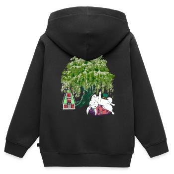 Lapin Valise Vacances Rongeur Voyage Lapin - Sweat Premium à capuche zippé enfant bio - noir - Dos - AI Model Kid Male (0cm)