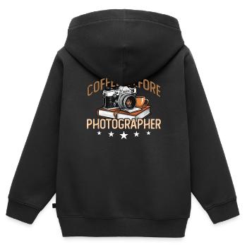 Photographer Coffee Before Photograph Coffee Lover - Kinder Premium Organic Zip Hoodie - Schwarz - Hinten - AI Model Kid Male (0cm)
