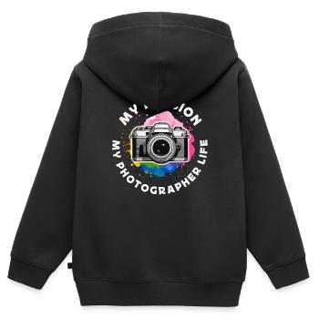 Photographer My Passion My Photographer Cameraman - Kinder Premium Organic Zip Hoodie - Schwarz - Hinten - AI Model Kid Male (0cm)