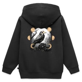Corbeau Corbeau Corbeau Corbeau Peste Peste Masque Oiseau - Sweat Premium à capuche zippé enfant bio - noir - Dos - AI Model Kid Male (0cm)