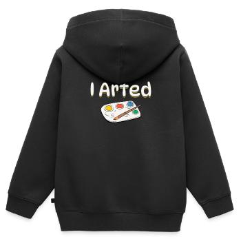 Skurriler Künstler Und Humorvolles Kunsthandwerk - Kinder Premium Organic Zip Hoodie - Schwarz - Hinten - AI Model Kid Male (0cm)