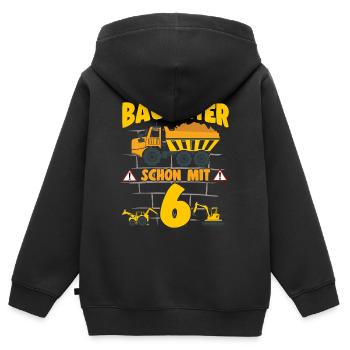 6. Geburtstag Bauleiter Mit 6 Bagger Kipplaster - Kinder Premium Organic Zip Hoodie - Schwarz - Hinten - AI Model Kid Male (0cm)