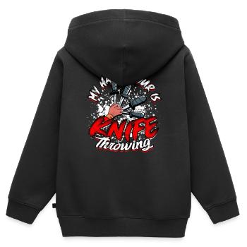 Knife Thrower Knife Throwing Knife Throwing - Kids Premium Organic Zip-up Hoodie - black - Back - AI Model Kid Male (0cm)