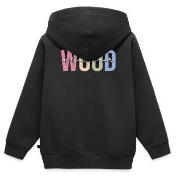 Menuisiers, menuisiers, menuisiers - Sweat Premium à capuche zippé enfant bio - noir - Dos - AI Model Kid Male (0cm)