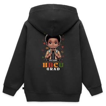 Future HBCU - Kids Premium Organic Zip-up Hoodie - black - Back - AI Model Kid Male (0cm)
