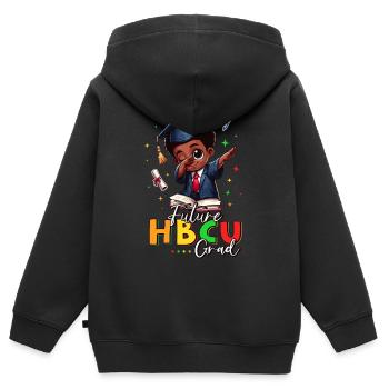 Future HBCU - Kids Premium Organic Zip-up Hoodie - black - Back - AI Model Kid Male (0cm)