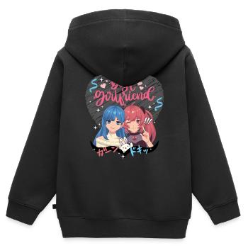 Beste Freundinnen rosa Herz - Kinder Premium Organic Zip Hoodie - Schwarz - Hinten - AI Model Kid Male (0cm)