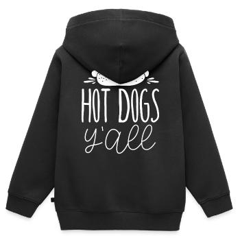 Hot Dog Adult Girl Hot Dogs Y'All - Kinder Premium Organic Zip Hoodie - Schwarz - Hinten - AI Model Kid Male (0cm)