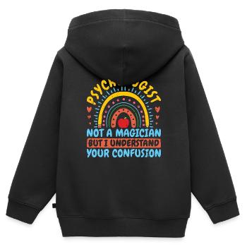 School Psych Not A Magician But Psychology Teacher - Kids Premium Organic Zip-up Hoodie - black - Back - AI Model Kid Male (0cm)
