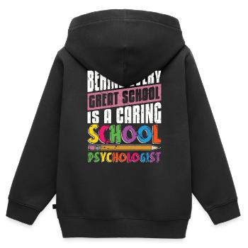 School Psych Behind Every Great School Counselor - Kids Premium Organic Zip-up Hoodie - black - Back - AI Model Kid Male (0cm)