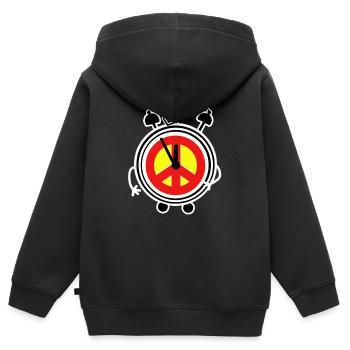 Peace Wecker Uhr Frieden Peacesymbol Friede - Kinder Premium Organic Zip Hoodie - Schwarz - Hinten - AI Model Kid Male (0cm)