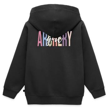Archer arc et flèche - Sweat Premium à capuche zippé enfant bio - noir - Dos - AI Model Kid Male (0cm)