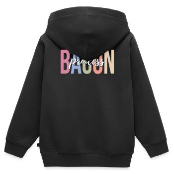 Speck Liebhaber Speck Mädchen - Kinder Premium Organic Zip Hoodie - Schwarz - Hinten - AI Model Kid Male (0cm)