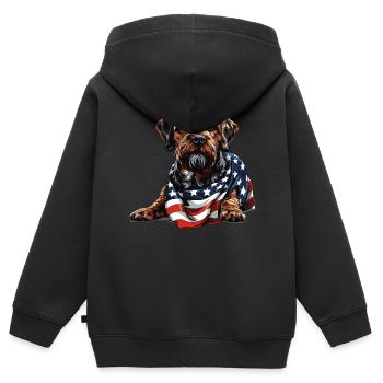 Border Terrier Hund 4. Juli Geschenke mit - Kinder Premium Organic Zip Hoodie - Schwarz - Hinten - AI Model Kid Male (0cm)