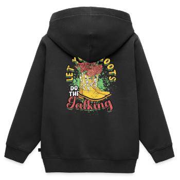 Danse en ligne Laissez parler vos bottes - Sweat Premium à capuche zippé enfant bio - noir - Dos - AI Model Kid Male (0cm)