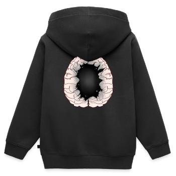 Cerveau Idiot Idiot Cerveau Intelligence - Sweat Premium à capuche zippé enfant bio - noir - Dos - AI Model Kid Male (0cm)
