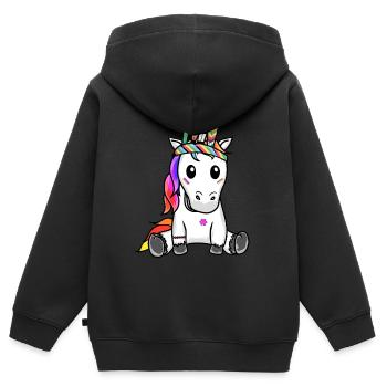 Licorne Licornes Hippie Hippies Chaman - Sweat Premium à capuche zippé enfant bio - noir - Dos - AI Model Kid Male (0cm)