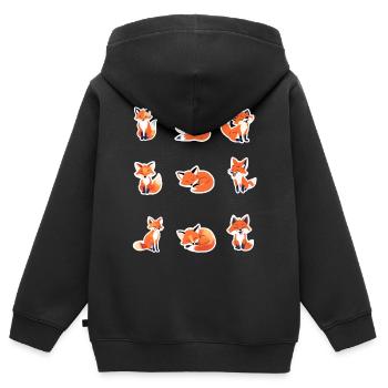 Little Foxes - Cute Foxes - Kids Premium Organic Zip-up Hoodie - black - Back - AI Model Kid Male (0cm)