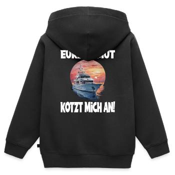 Yacht Reichtum Neid Boot Erfolg Zeigen - Kinder Premium Organic Zip Hoodie - Schwarz - Hinten - AI Model Kid Male (0cm)
