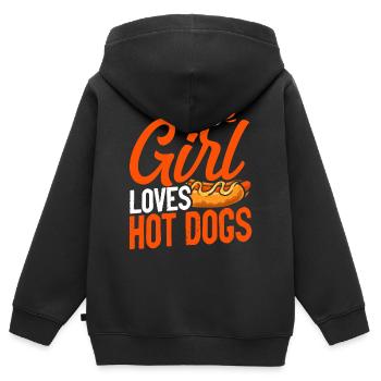 Hot Dog Adult Girl This Girl Loves - Kinder Premium Organic Zip Hoodie - Schwarz - Hinten - AI Model Kid Male (0cm)