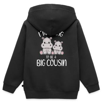 Promoted To Big Cousin Hippopotamus - Kinder Premium Organic Zip Hoodie - Schwarz - Hinten - AI Model Kid Male (0cm)