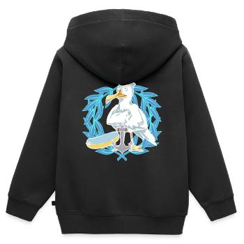 Mouette Mouettes Marins Marins Laurier Marin - Sweat Premium à capuche zippé enfant bio - noir - Dos - AI Model Kid Male (0cm)