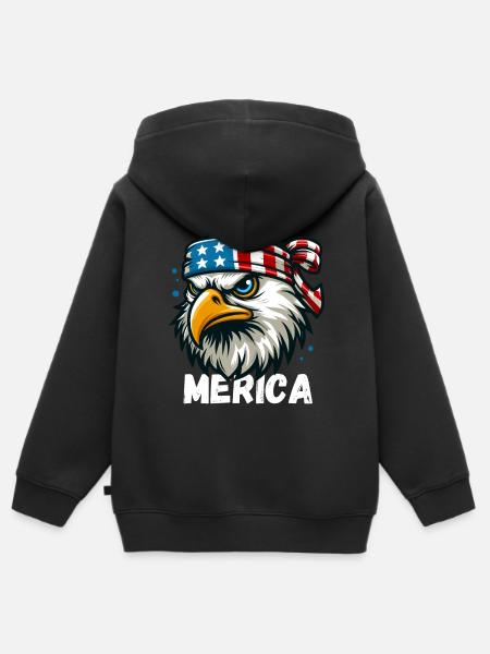 America Eagle Stati Uniti Giorno dell'Indipendenza Stati Uniti - Felpa Premium con cappuccio con zip bambino bio - nero