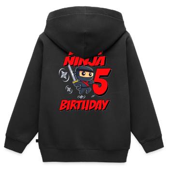Boom Ninja 5 Birthday Years Old Bday Party Gift - Kids Premium Organic Zip-up Hoodie - black - Back - AI Model Kid Male (0cm)
