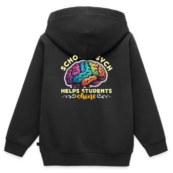 School Psychs Help Students Shine School Counselor - Kids Premium Organic Zip-up Hoodie - black - Back - AI Model Kid Male (0cm)