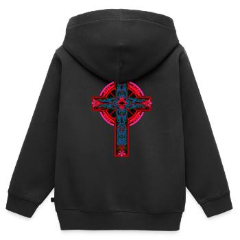 Croix Croix Crucifix Jésus Dieu Église - Sweat Premium à capuche zippé enfant bio - noir - Dos - AI Model Kid Male (0cm)