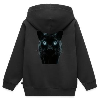Leuchtende Augen Schwarzer Panther - Kinder Premium Organic Zip Hoodie - Schwarz - Hinten - AI Model Kid Male (0cm)