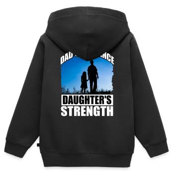 Papas Führung Die Stärke der Tochter - Kinder Premium Organic Zip Hoodie - Schwarz - Hinten - AI Model Kid Male (0cm)