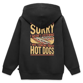 Hot Dog Adult Girl Sorry I Wasn't - Kinder Premium Organic Zip Hoodie - Schwarz - Hinten - AI Model Kid Male (0cm)