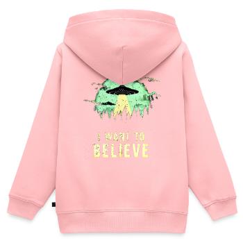 UFO #lovely toons - Kids Premium Organic Zip-up Hoodie - rose - Back - AI Model Kid Female (0cm)