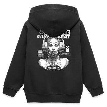 Chemise de science-fiction futuriste avec rythme électro - Sweat Premium à capuche zippé enfant bio - noir - Dos - AI Model Kid Male (0cm)
