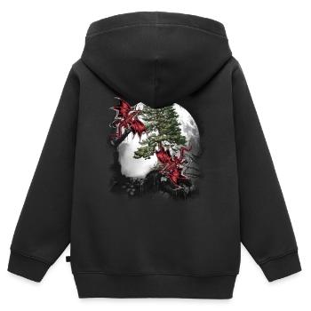 Dragon Dragon Fable Mythe médiéval conte de fées - Sweat Premium à capuche zippé enfant bio - noir - Dos - AI Model Kid Male (0cm)