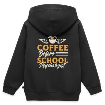 School Psych Coffee School Counselor Coffee Lover - Kinder Premium Organic Zip Hoodie - Schwarz - Hinten - AI Model Kid Male (0cm)