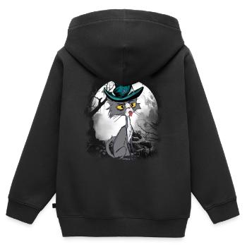 Chat magique chats sorcier conte de fées personnage conte de fées - Sweat Premium à capuche zippé enfant bio - noir - Dos - AI Model Kid Male (0cm)